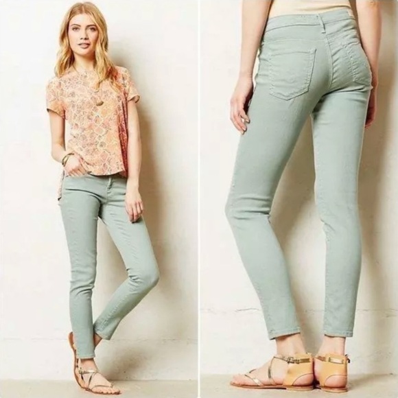Ag Adriano Goldschmied Pants - AG The Stevie Ankle slim straight ankle size 26 regular length green